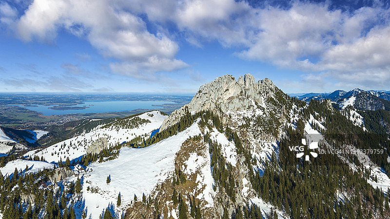 基姆湖前的卡姆彭万德鸟瞰图图片素材