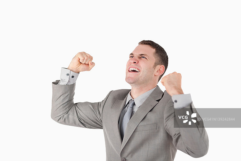 举起拳头的商人图片素材