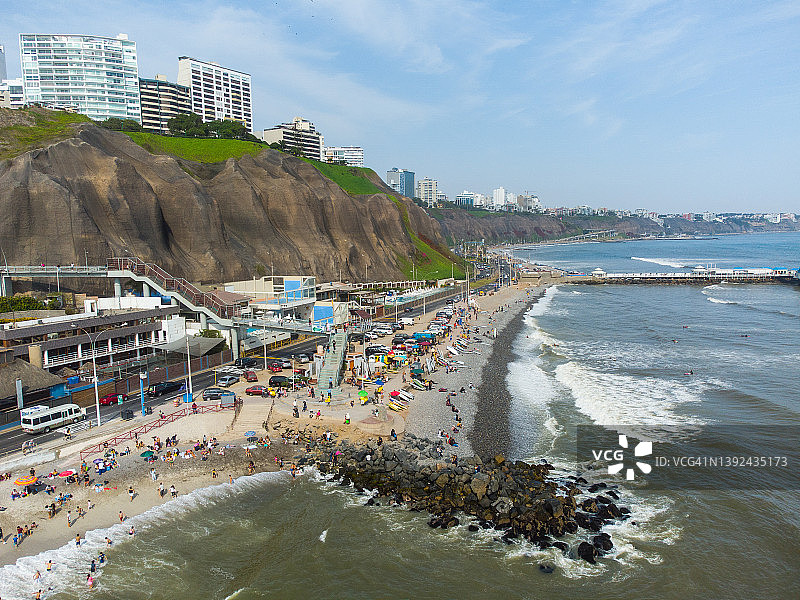 秘鲁利马米拉弗洛雷斯的马卡哈海滩图片素材