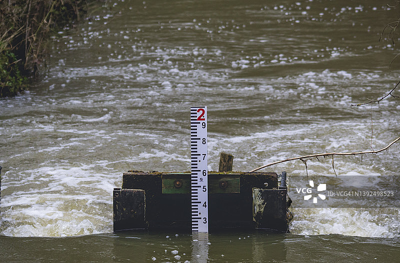 洪水测量杆图片素材