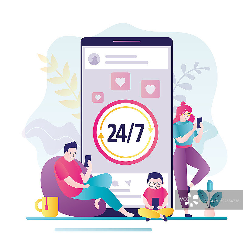 一家人使用手机：沉迷网络，依赖电子设备，社交网络成瘾，缺乏沟通，心理问题图片素材