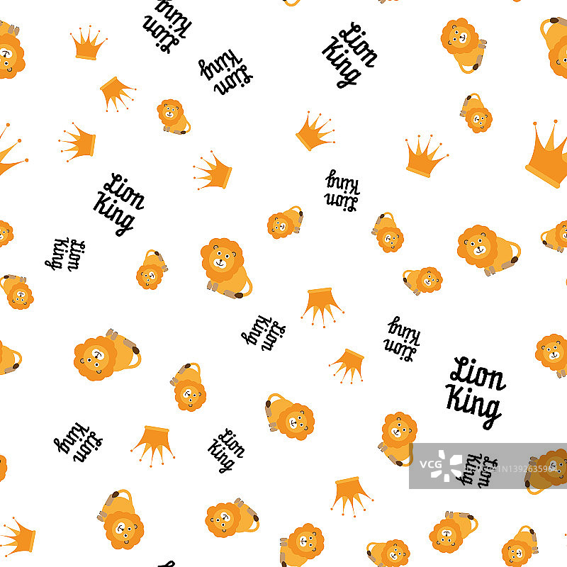 狮子王主题儿童无缝背景图案矢量插画图片素材