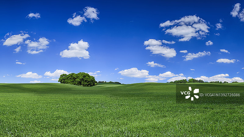 绿色田野蓝天全景图片素材