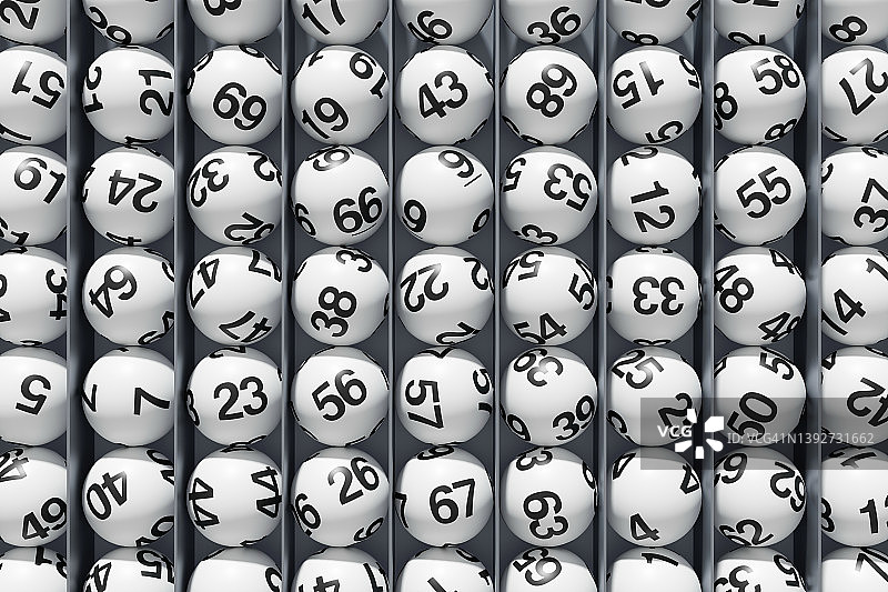 成列堆放的彩票球图片素材