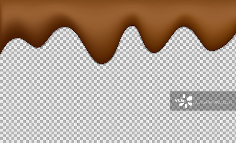白色背景上滴落的融化巧克力逼真矢量图图片素材