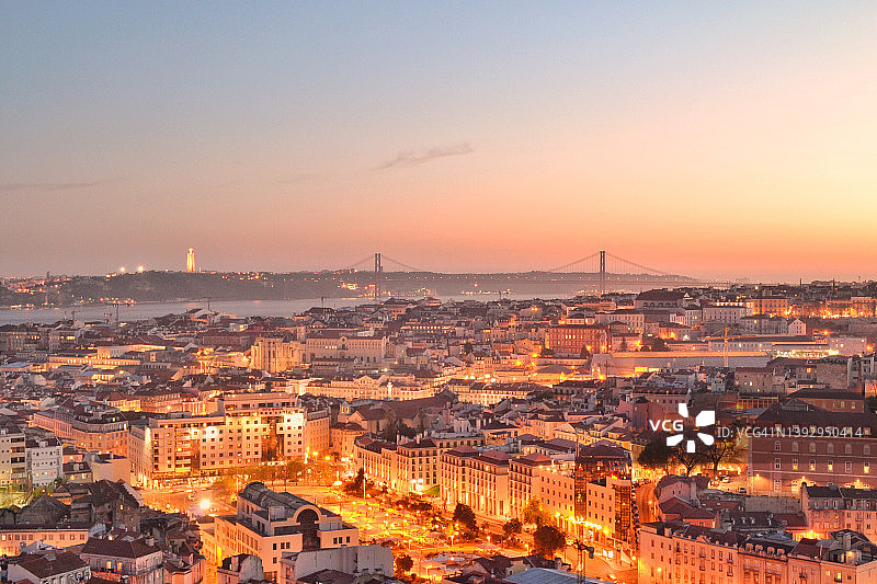 从格拉萨观景点俯瞰里斯本图片素材