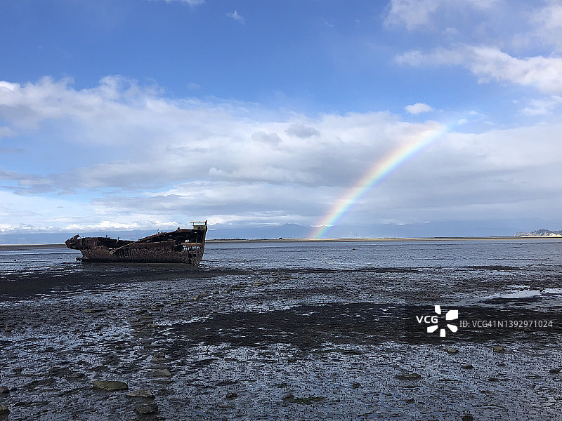 莫图伊卡海岸的珍妮·塞登号沉船图片素材