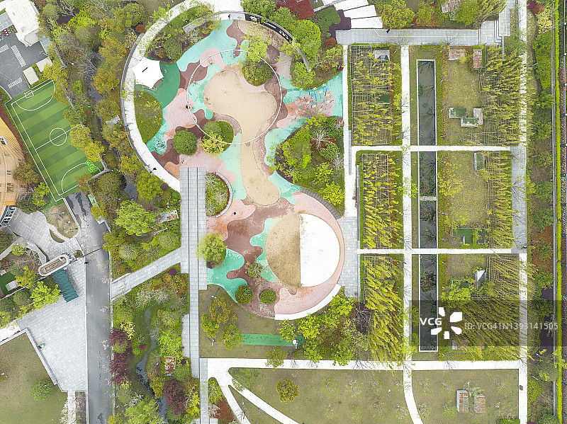 居民区花园航拍图片素材