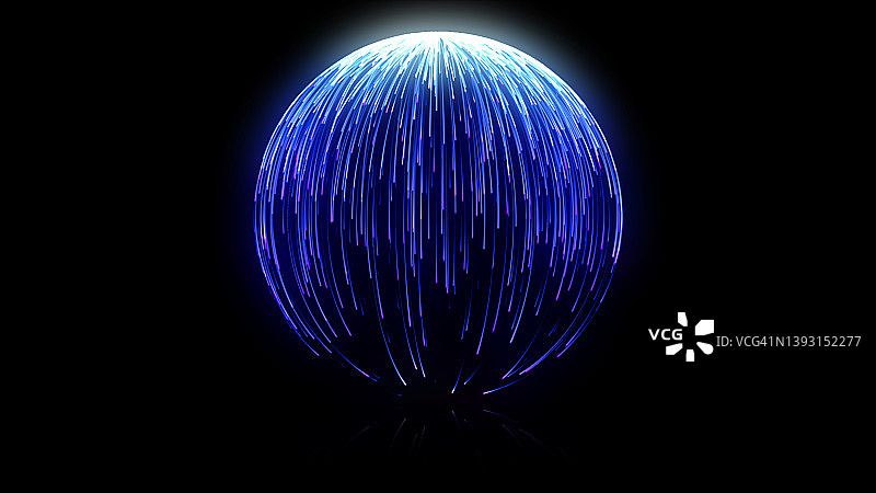 蓝色球形粒子线条图片素材
