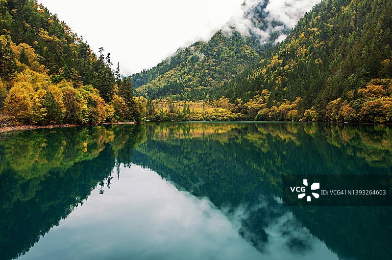 九寨沟国家公园的自然美景图片素材