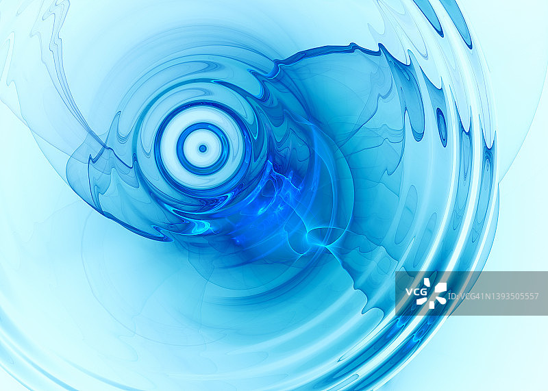 白色背景上神奇的蓝色波浪水径向漩涡圆图片素材