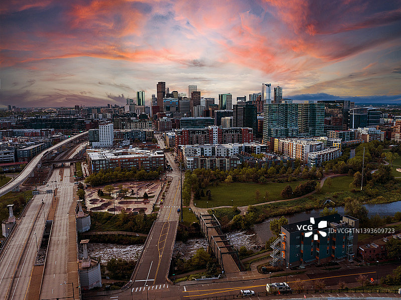 丹佛城市景观无人机视角图片素材