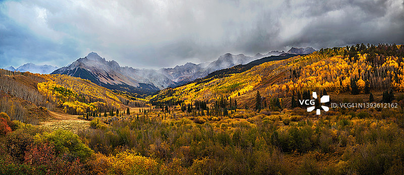 斯内弗尔斯山金色白杨全景图片素材