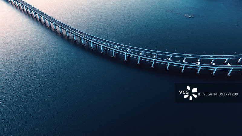 跨海大桥航拍视角图片素材