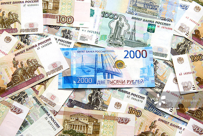俄罗斯卢布纸币图片素材
