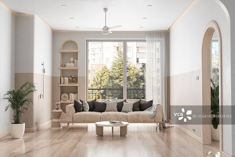 带沙发、咖啡桌的现代客厅内饰图片素材