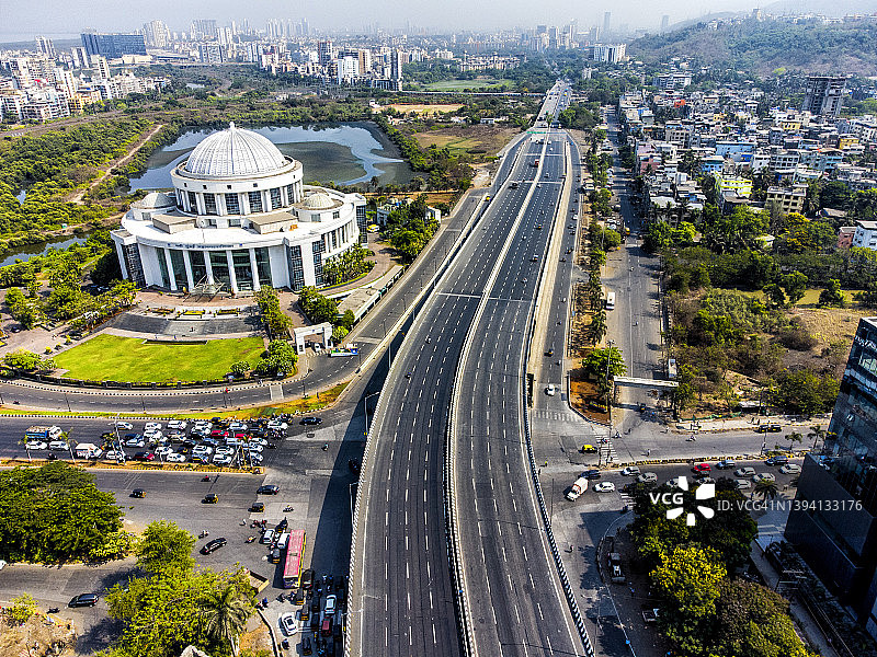 孟买新城道路的航拍景观图片素材