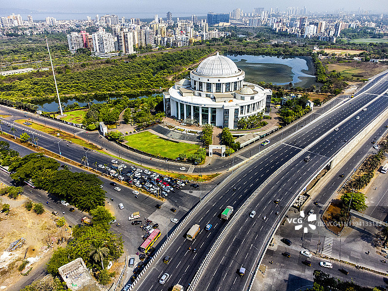 孟买新城和市政公司的航拍景色图片素材