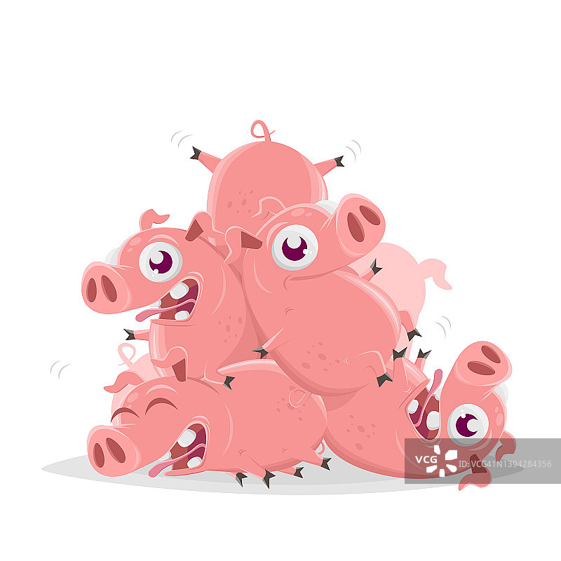 一群有趣的卡通猪插画图片素材