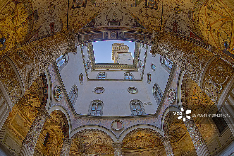 佛罗伦萨旧宫的第一庭院，意大利托斯卡纳图片素材