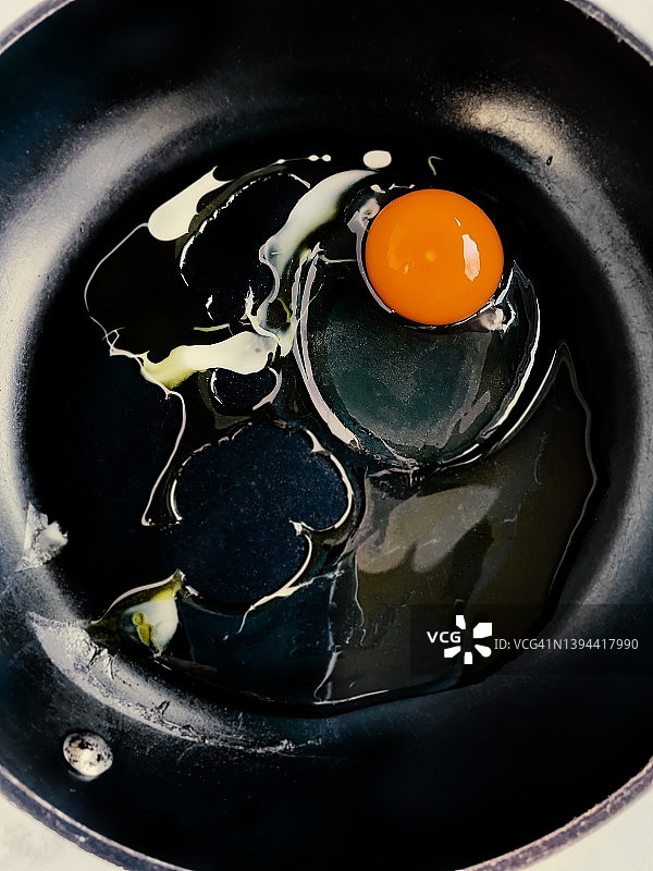 煎锅里的新鲜生鸡蛋图片素材