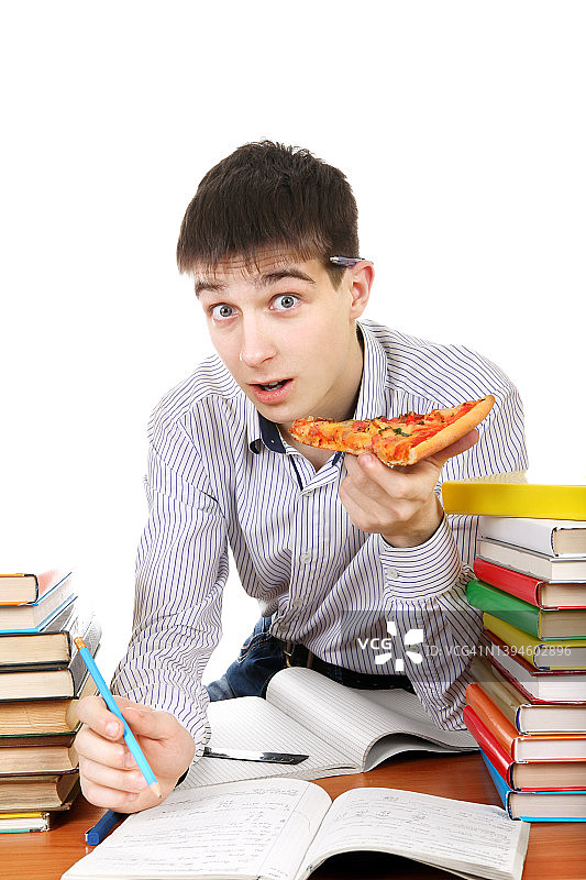 拿着披萨的学生图片素材
