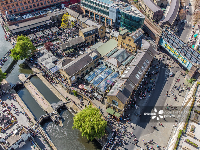 伦敦卡姆登市场无人机视角图片素材