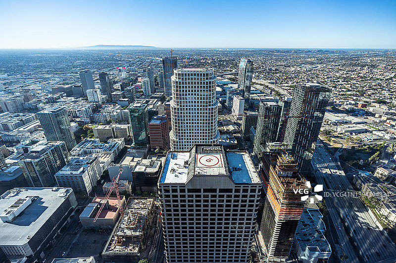 洛杉矶市中心天际线高角度景观图片素材