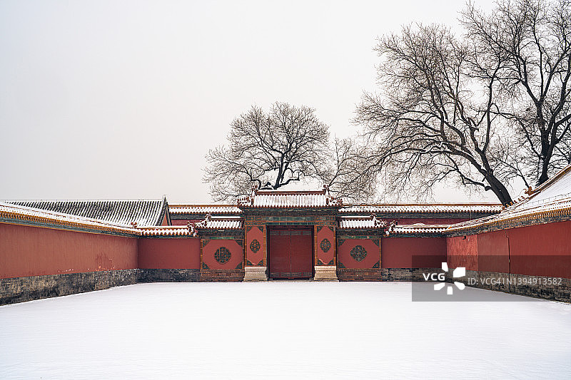 中国北京雪中的故宫图片素材