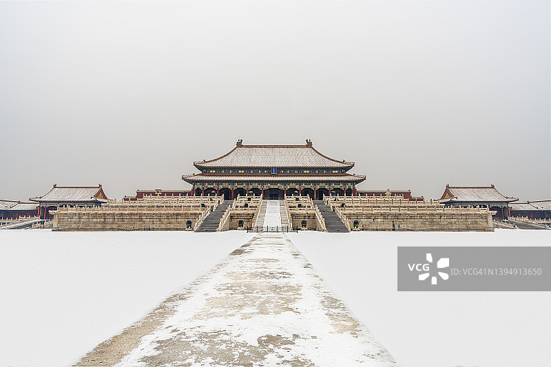 中国北京雪中的故宫图片素材