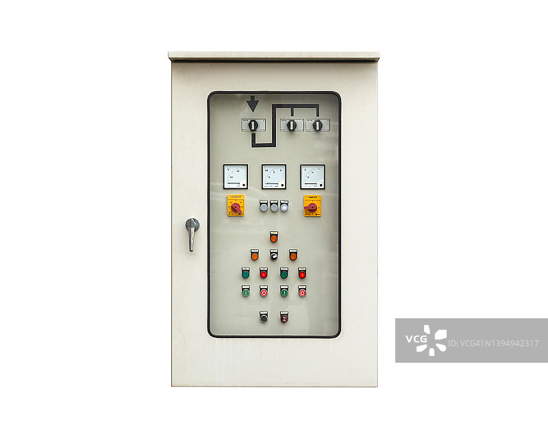 白色背景上带剪切路径的电气控制柜图片素材