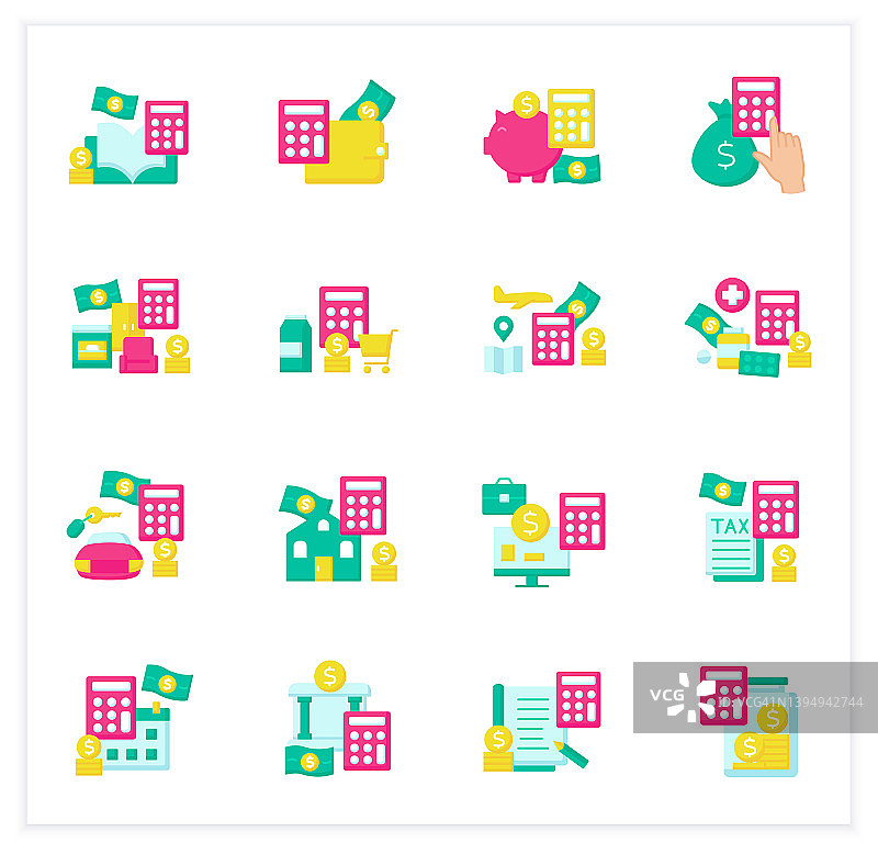 会计扁平图标集图片素材