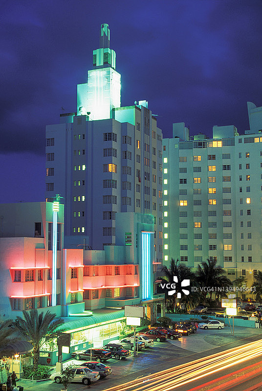 美国佛罗里达州迈阿密海滩的装饰艺术建筑图片素材