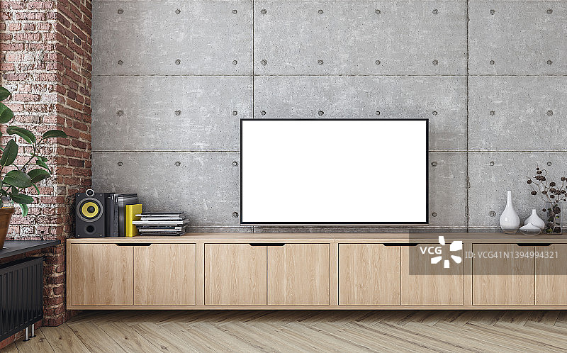 配有电视柜的现代客厅图片素材