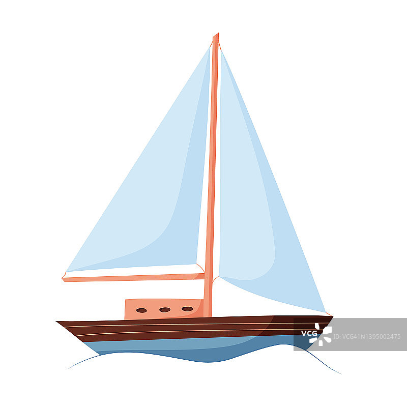 卡通风格航海游艇，独立矢量素材图片素材
