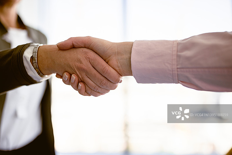 合同签订后女商人握手图片素材
