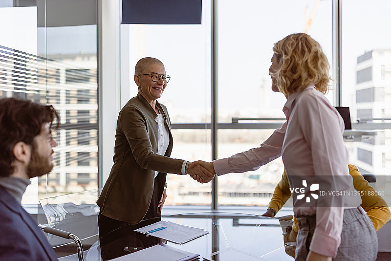 合同签订后女商人握手图片素材