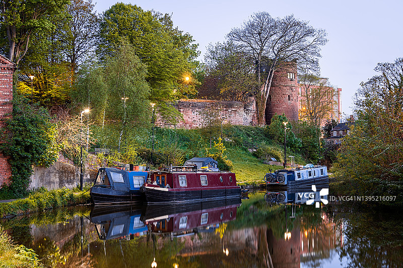 什罗普郡联合运河主线，切斯特，柴郡，英格兰图片素材