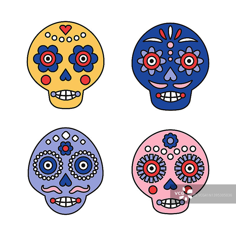 亡灵节骷髅头矢量素材图片素材