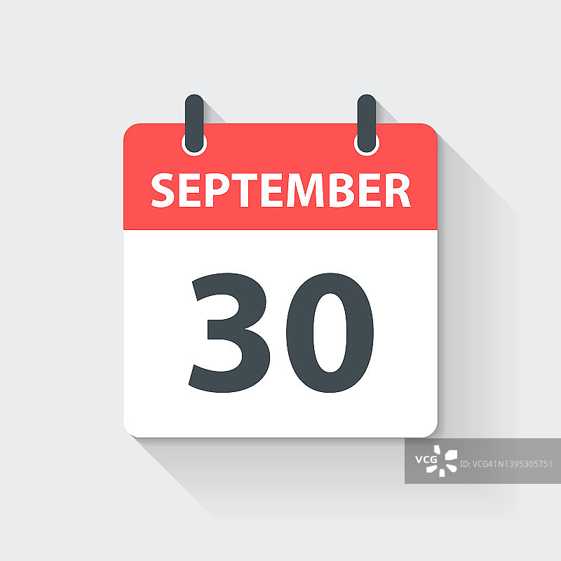 9月30日-扁平风格每日日历图标图片素材