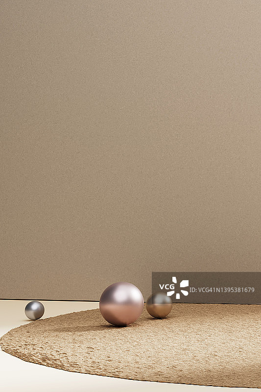 米色背景，3D竖版模板，带复制空间图片素材