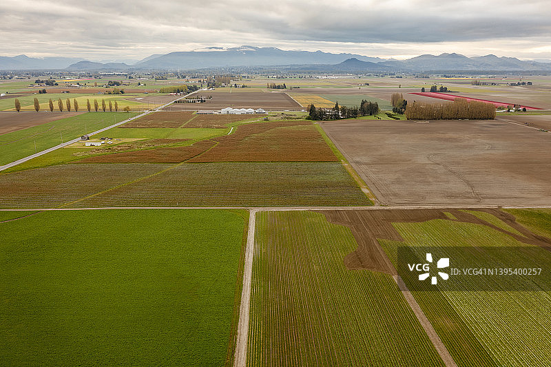 斯卡吉特河谷的农业区鸟瞰图图片素材