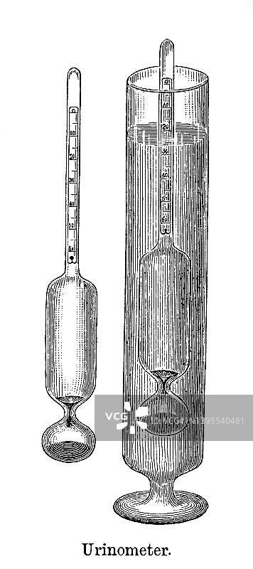 尿液计的古老雕刻插图图片素材