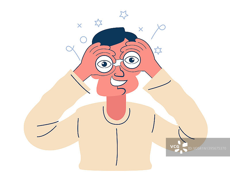 男子用双筒望远镜观察图片素材