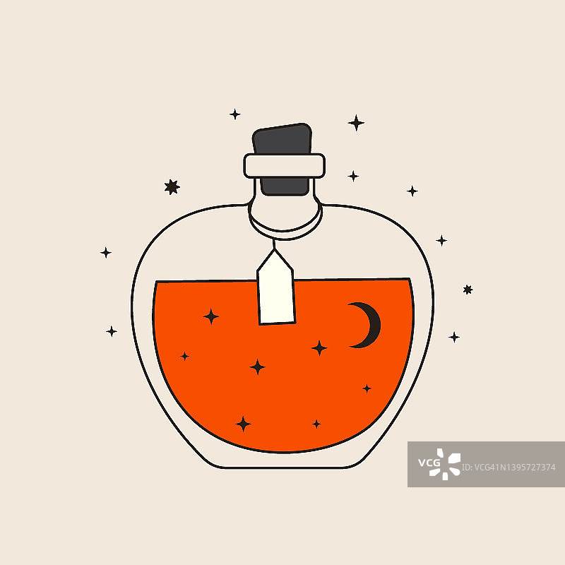 70年代迷幻风药剂玻璃瓶矢量素材图片素材