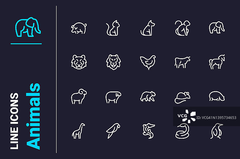 农场和外来动物图标集图片素材