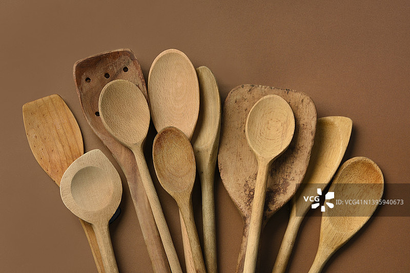 木制厨房勺子图片素材