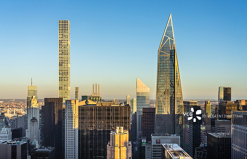 纽约市亿万富翁街的日落高角度景观图片素材