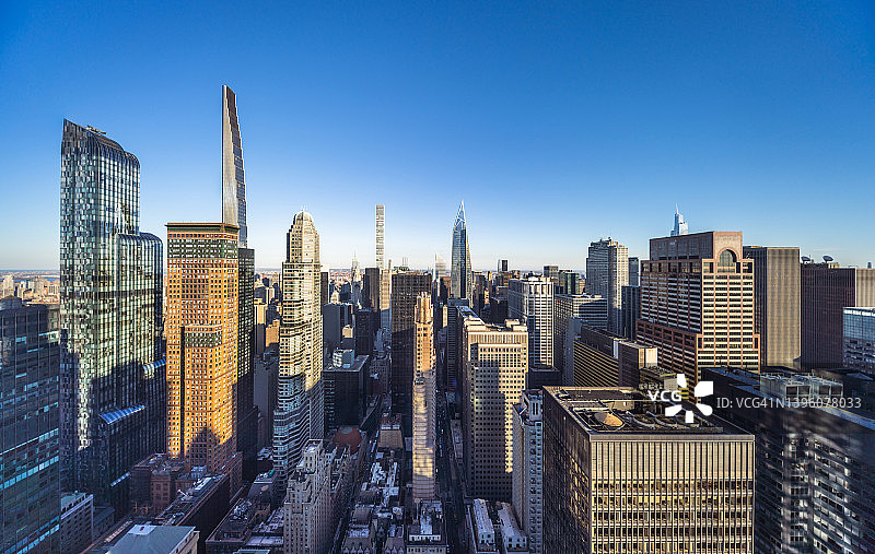 纽约曼哈顿中城全景日落图片素材