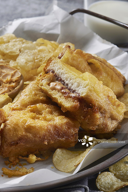 炸花生酱果酱三明治图片素材